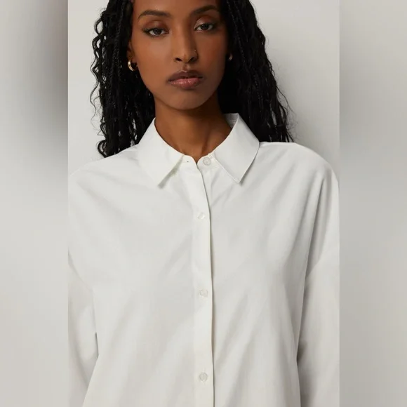 Sz XS-S Ardene women’s Oversized Shirt Ardene Classic White Longsleeve pleated - Picture 3 of 16